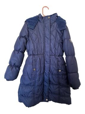 Pink Platinum Navy Quilted Puffer Coat for Kids